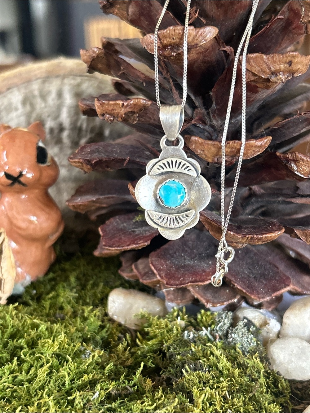 925 Sterling white water turquoise necklace